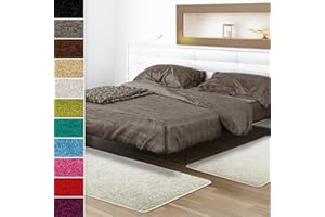 ‎FLOORDIREKT Shaggy-Bettumrandung Sphinx - 3-teiliges Läufer-Set für das Schlafzimmer - Hochflor Bettvorleger in vielen Farben (B: 67 cm | L: 1 x 240 cm + 2 x 140 cm, Creme)