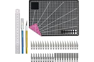 Rainmae Craft Cutting Stencil Knife Set and A4 Double Sided Cutting Mat Set, Art Craft Blade Cutting Board Exacto Knives Cutting Rulers Tools for Craft, Fabric,Quilting,Sewing,Scrapbooking Project