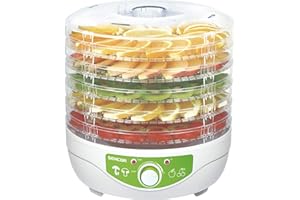 ‎SENCOR Sencor 41006106 SFD 790WH Dörrgerät mit der Temperaturregelung für-Klötzen, Pflaumen, Aprikosen, Bananen,Trockenfleisch, getrockneten Fischen, 250 W, Food dehydrator, Metal, Weiss