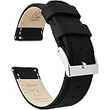 BARTON WATCH BANDS20mm Black BARTON Quick Release TopGrain Leather Long Watch Band Strap
