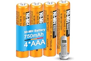 CUCESH 4 Pack NI-MH AAA Akku Wiederaufladbare Batterien 750mAh 1.2v HHR-70AAAB für Gigaset BT Panasonic Kabelloses Heimtelefon