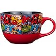 Silver Buffalo Marvel Comics Heroes Avengers Grid Oversized Ceramic Coffee Mug Featuring Spider-Man, Captain America, Thor, Hulk, and Iron Man, 24-Ounces
