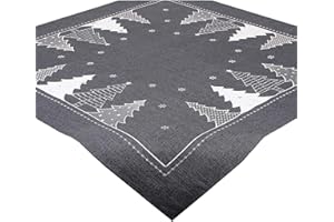 TISCHDECKENSHOP24 Tischdecke WINTERWALD grau, 85x85 cm, Moderne Mitteldecke zu Weihnachten
