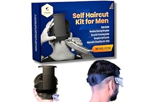 247 GROOMED Self Haircut Kit for Men | 2Pcs SelfCut Guide for Men: Neckline Shaving Template & Fade Guide | Adjustable Size Hair Fade Tool & Stable Neckline Template | Hair Cut for Kids & Seniors