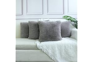 THMYO Sea Soft Lion Velvet Throw Pillow Case Cushion Cover Fashion Home Decorative Pillowcase （4-pack） (Grey)