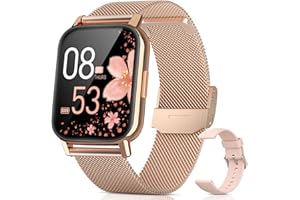 RUXINGX Smartwatch Mujer, 1.69" HD Reloj Inteligente IP68 con Pulsómetro, SpO2, Monitor de Sueño, Seguimiento Menstrual, 24 Modos Deportivos, Cronómetro, Notificaciones Whatsapp para Android iOS Oro