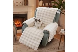 LiveGo Thick Rabbit Plush Recliner Chair Cover - 23 Inch Faux Rabbit Fur Slipcover for Recliner Chairs, Soft & Plush Furniture Protector, Cozy Lazy Boy Recliner Cover for Living Room & Bedroom