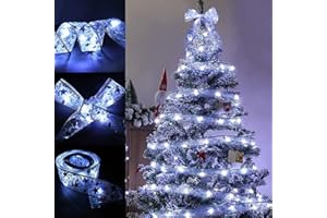 YeahBoom Weihnachtsband Lichter,10M 100 LED Glänzende Band Lichterkette,Schleife Weihnachtsbaum Lichter,Weihnachtsbaum Band,für Indoor Outdoor Weihnachtsbaumschmuck,Party,Hochzeit,Urlaubsdeko