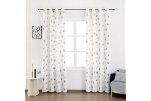 DALINA TEXTIL S.L Dalina Textil - Cortinas Infantiles Niño Dos Panel de 140x260cm- Cortina Juveniles Estampado de Estrellas para Habitación Sala de Estar 2 Piezas