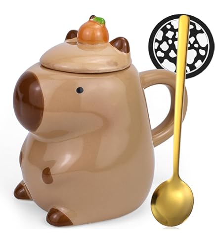 Eplze YBK Tech Kürbis Tasse 250ml - Keramik Becher Mit Deckel Für Kaffee