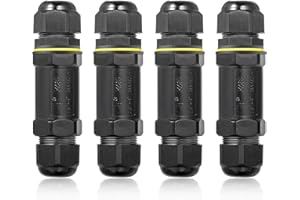 5-Pin Cable Connector Connection Sleeve Waterproof IP68 24A 450V Connection Box Earth Cable Sleeve Cable Connection 5-Pin Cable Connector for Underground Cable Diameter 4-14 mm Pack of 4