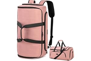Suit Carrier Garment Duffle Bag, Vessgra Travel Garment Bags Suit Bags for Men Women, 4 in 1 Hanging Dress Suitcase, Waterproof Convertible Carry On Garment Bag with Shoe Pouch (Pink)