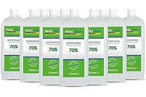 ferdoclean 10 x 1000 ml isopropanol 70 % | Solvant 10 L IPA Nettoyant pour la maison, la cuisine, la voiture et plus | Nettoyant dégraissant