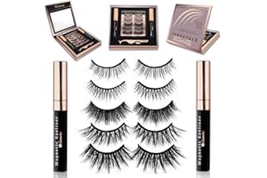 LAMORA Ciglia Magnetiche Ciglia Finte Magnetiche Eyeliner - Riutilizzabile Kit Ciglia Finte Naturali Con Eyeliner Magnetico - Applicatore Gratuito, Specchio & Confezione Regalo Protettiva