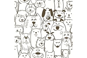 CiCiwind Samoprzylepna tapeta 44 cm x 3 m, folia samoprzylepna do mebli, folia do mebli, samoprzylepna tapeta do pokoju dziecięcego, biały pies i owca, tapeta samoprzylepna, pogrubienie, folia do