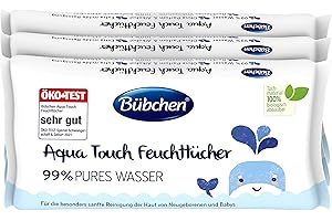 Bübchen Aqua Touch chusteczki nawilżające dla noworodków i niemowląt, w 99% czystej wody, (3 x 48 sztuk)