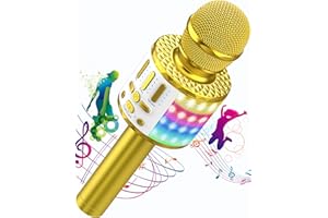 MICQUTR Karaoke Wireless Microphone, 5 in 1 Bluetooth Microphone with Dancing LED Lights, Portable Singing Mic Karaoke Machine Speaker, Home KTV Karaoke Player for Kids Adults Party Support Android iOS Device