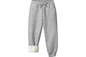 Ruisita Jungen Mädchen Sherpa-Fleece-gefütterte Jogginghose Winter Warme Sporthose Weiche Baumwolle Basic Hose mit Taschen für Kinder
