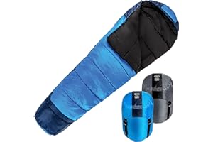 FIT NATION Viking Trek 4 Season Sleeping Bag for Adults/Kids – Ideal Camping Gear for Festivals, DoE Awards, Hiking, and Backpacking. Includes 100% Waterproof Compression Carry Bag. Breathable & Warm