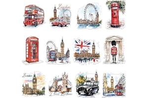 Luvart London Fridge Magnets Souvenirs - 12 Pcs British Magnet for Fridge Deck Bus Red Phone Box England Souvenirs Gifts Magnetic Stickers for Home Holiday Office Kitchen UK Travel Tourist Gift
