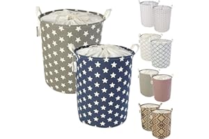 LessMo Trieuse de Rangement pour Panier à Linge avec Cordon de Serrage, paniers à Linge escamotables escamotables, Lin de Coton Rond imperméable, [2PCS, épaissi 19.7 "/ Large]