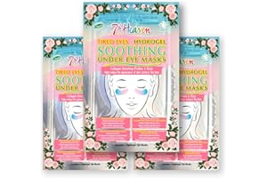 7th Heaven Soothing Under Eye Mask – 3 Pairs of Under Eye Hydrogel Masks with Collagen & Rose– Rejuvenating and Depuffing Skincare for Dark Circles, Puffiness & Tired Eyes – Cruelty-Free Skincare