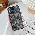 XIZYO Case for iPhone 12 6.1 Inch, Cute Frosted Translucent Rose Floral Flower Pattern Shockproof Cover, for Girls Women Luxury Soft TPU Protective Phone Case, Black