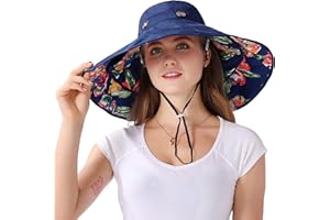 IHOMEY Packable Extra Large Brim Floppy Sun Hat Reversible UPF 50+ Beach Sun Bucket Hat