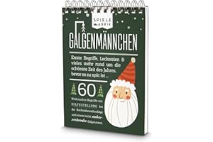 ‎SPIELEFABRIK Spiel Weihnachten GALGENMÄNNCHEN Rate 60 weihnachtliche-Begriffe Nikolaus Wichteln Geschenk Adventskalender Spiele-Klassiker 2.0 Partyspiel Reisespiel A6-Block im Abreißkalender-Format