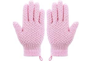 WLLHYF Peeling-Bad-Duschhandschuhe, 2 Stück, Peeling-Handschuhe, Doppeltextur, Bad-Handschuhe, Körperpeeling-Handschuhe für Dusche, tiefes Peeling (Rosa)
