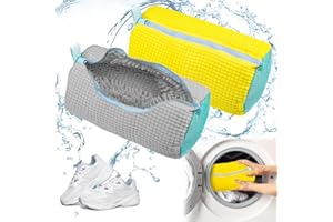 QUIXION 2Pcs Shoe Washing Machine Bag, Trainer Washing Machine Bag, Shoe Cleaning Bag with Premium Zipper, Reusable Laundry Shoe Bags Shoe Washing Bag Cleaner Kit for Sneakers Canvas Tennis Trainers Shoes.