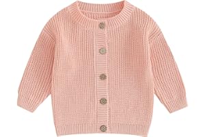 LYSINK Toddler Baby Girls Knitted Cardigan Long Sleeve Button Down Sweater Tops Fall Winter Solid Color Warm Coat Outwear