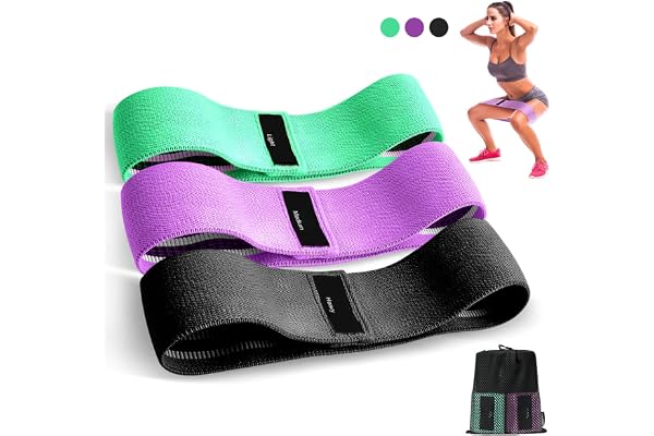 Suright Bande Elastique Musculation en Tissu, Bande Elastique Fitness 3 Niveaux de Force, Elastique Sport pour Le Yoga/Pilates/Fitness/Squats/Pont fessiers