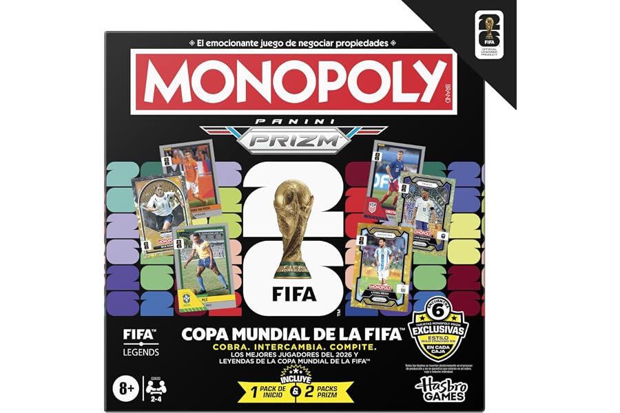 Juego Monopoly Panini Prizm: Copa Mundial de la FIFA I Juego de Mesa con Tema de fútbol y con Cartas coleccionables Monopoly 