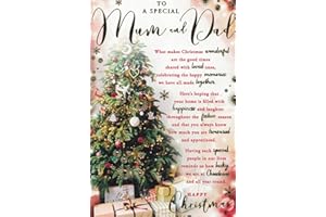 BGC STUDIOS MUM AND DAD CHRISTMAS CARD, TRADITIONAL XMAS DESIGN, 9 X 6 INCHES XA062