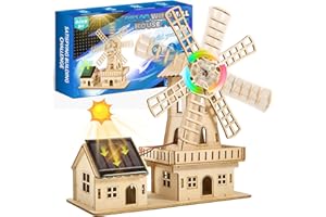 WINSONIK Kit de Puzzle 3D en Bois à Énergie Solaire STEM - Maison Moulin à Vent à Construire Soi-Même, Jouet Éducatif Scientifique pour Enfants de 8 à 15 Ans et Adultes,Projet Créatif de Construction Manuelle