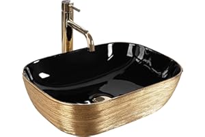 GTM Design Countertop Washbasin, Gloss Modern Sink without Tap Hole, Elegant Countertop Washbasin, Oval for Bathroom and Guest Toilet, Bathroom Sink Only, Model 8