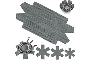 ELFINFI 15 Piezas Protector Sartenes, 3 Tamaños Separador Sartenes (38/35/26 cm), Protector Sartenes Separadores para Aislamiento (Gris)