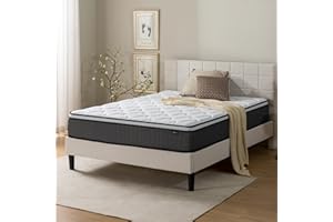 Zinus Colchon 135x190 cm Híbrido - Altura 25 cm - Colchón Muelles Ensacados y Viscoelástica - Firmeza Media - Certificado OEKO-TEX