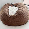 RTYHN Faux Fur Bean Bag,Adults Luxurious Giant 5/6/7ft Huge Bean Bag Chair,Ultra Soft Bean Bag Chair(No Filler)