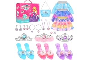 Beipegin Prinzessin Kleid Prinzessin Schuhe Mädchen Geldbörse Spielzeug Schmuck Prinzessinnen Zubehör Verkleidungskiste Weihnachten Geburtstags Geschenke für 3 4 5 6 7 Jährige Mädchen