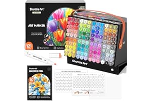 ‎SHUTTLE ART Shuttle Art 120 bunte Alkohol Marker, doppelseitiges Alkohol Marker Stifte Set mit 1 Nr.0 Marker, Graphic Marker Stifte für Kinder & Erwachsene, Alkohol Stifte zum Zeichnen, Illustration, Skizzieren