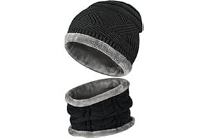 URECOVER Weihnachtsgeschenke Mütze Schal Set Herren - Wintermütze Herren Mütze Beanie Geschenke für Männer Frauen, Adventskalender 2023 Männer Weihnachten Strickmütze Herren Mützen Winter Schwarz/Einheitsgröße
