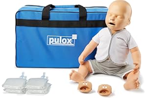 ‎PULOX PULOX Practi-Baby Trainingspuppe - Realistische Reanimationspuppe HLW/CPR mit Gesichtsmaske, 4 Luftbeuteln und Tragetasche