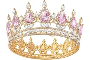 Euablfo Krone Damen,Strass Kronen, Krone für Torte, Krone Geburtstag mit Rosa Diamant Diadem, Mädchen, Prinzessinnen,Geburtstag Party, Braut Geburtstag Hochzeit Festzug