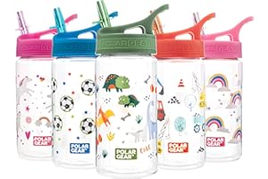 Polar Gear Kids Water Bottles with Straw - 400ml BPA Free Toddler Water Bottle With Straw - 100% Leakproof Kids Drink Bottle with Carry Handle - School Water Bottle - Dinosaur