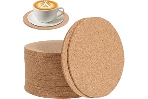 HJZHII 20 stycken korkunderlägg runda, 10 cm | Runda halkfria och isolerade underlägg trä korkunderlägg för bord skrivbord ko
