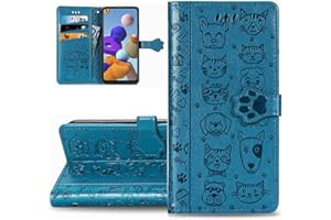 LEMAXELERS Custodia Motorola Moto G23 Cover Portafoglio,Motorola Moto G23 Custodia Carino bel gatto cane in rilievo Gatto cane Wallet Shock-Absorption Magnetica Leather Flip Cover,SD Cat Blue