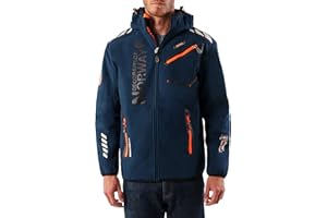 Geographical Norway ROYAUTE MEN - Giacca Softshell Impermeabile Uomo - Giubbotto Cappuccio Traspirante All'aperto - Giacca Invernale Antivento - Ideale Attività All'aperto