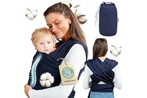 FIVELO Tragetuch Neugeborene - Elastisches Baby Trage-Tuch ab Geburt, Atmungsaktive & ergonomische Koala-Babytrage aus 80% Baumwolle - Ergo-Babytragetuch mit Anleitung für sicheren Halt, Nähe & Komfort